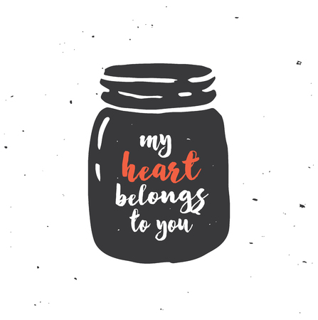 mason jar with heart, love quote on the black backgroundのイラスト素材