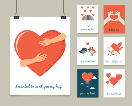 Valentine's day greeting cards, modern collectionのイラスト素材