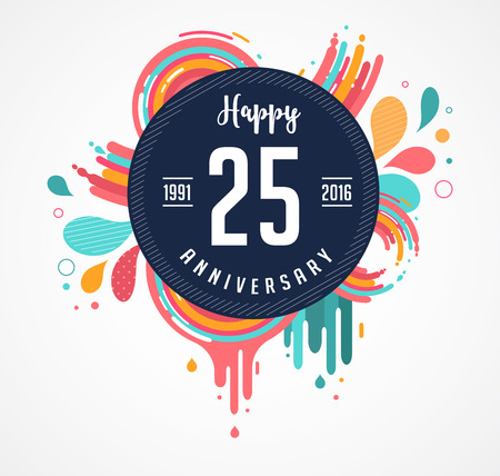 anniversary - abstract background with icons, color splashes and elements