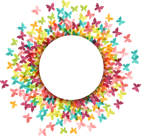 Colorful Happy Easter and spring greeting card and poster with butterflies  and text spaceのイラスト素材