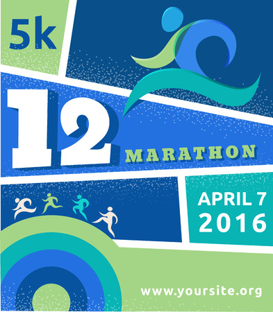 Running marathon, people run, sport posterのイラスト素材