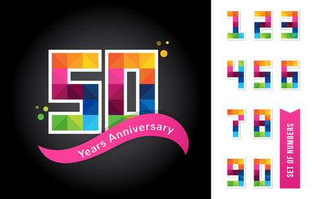 anniversary - abstract colorful icons and elements collectionのイラスト素材