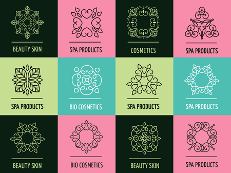 Set of abstract lineart, linear, modern and simple design of iconsのイラスト素材