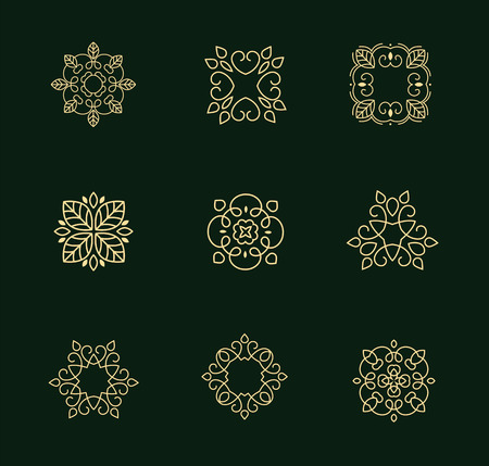 Set of abstract lineart, linear, modern and simple design of iconsのイラスト素材