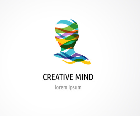 Brain, smart, Creative mind, learning and design icons. Man head, people colorful symbolsのイラスト素材
