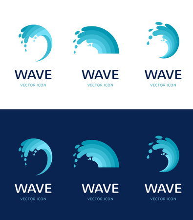 set of water, wave and drop icons, symbolsのイラスト素材
