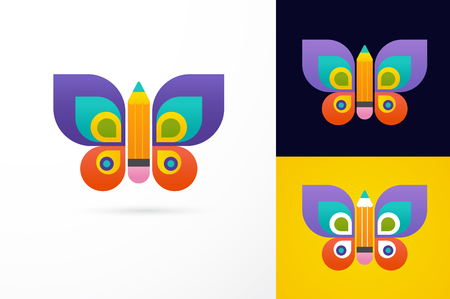 Education, learning icon - butterfly and pencilのイラスト素材