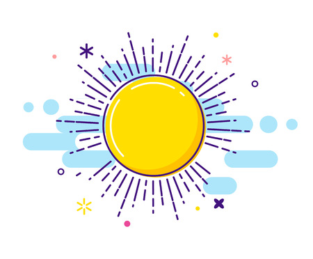 modern colorful abstract background with sun and rainbow, outline, stroke iconsのイラスト素材