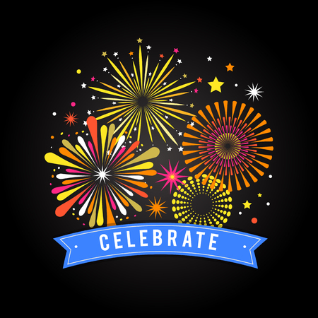 Fireworks and celebration background, winner and victory poster, bannerのイラスト素材