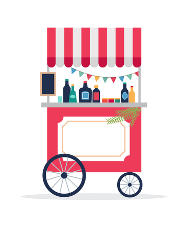 Christmas village, winter town, Christmas market, Xmas fair, Christmas poster. Merry Christmas backgroundのイラスト素材