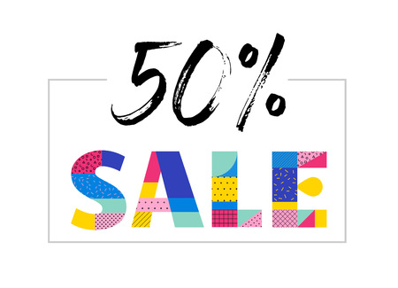 Sale Poster with memphis colorful geometric design, pattern, Summer sale sign and banner