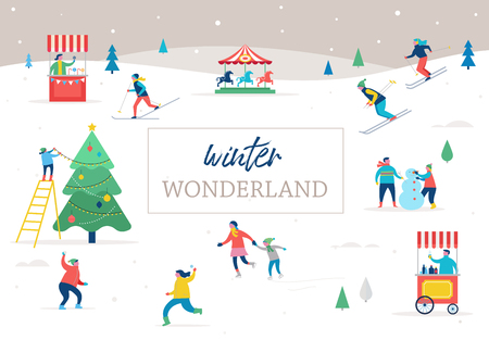 Winter sports scene vector illustration.のイラスト素材