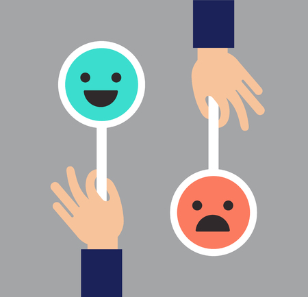 Feedback concept design, emoticons scale background and bannerのイラスト素材
