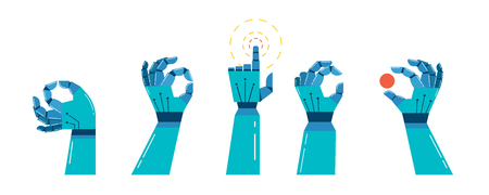 robot and mechanic hands banner, vector concept designのイラスト素材