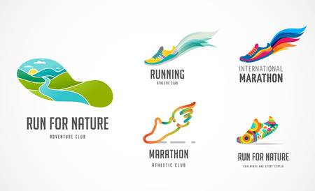 Run icon, symbol, running marathon poster and logo collectionのイラスト素材