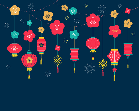 Chinese New Year background, card print, banner etmplateのイラスト素材