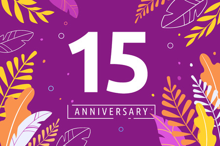 Happy Anniversary - fantasy leaves background with number, concept of celebration, birthday, event banner designのイラスト素材