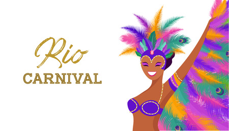 Brazilian Carnival, music festival, masquerade flyer templateのイラスト素材