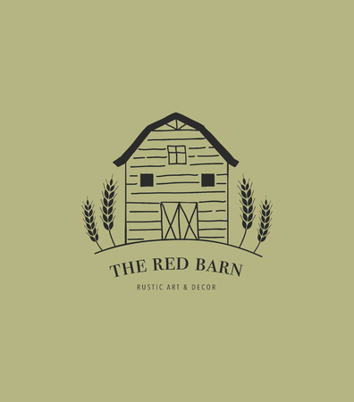 Hand drawn home, farm and barn logo, icon.のイラスト素材