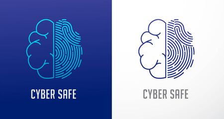 Fingerprint scan, privacy, human brain icon, cyber security ,identity information and network protection. Vector iconのイラスト素材