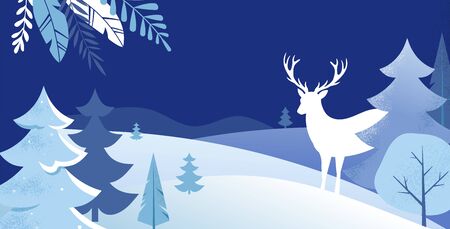 Winter Landscape Background. Christmas banner. Flat Vector Illustrationのイラスト素材