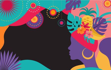 Brazilian Carnival, music festival, masquerade flyer and poster templateのイラスト素材