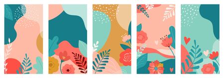 Vector set of Valentines day abstract backgrounds with copy space for text - banners, posters, cover...