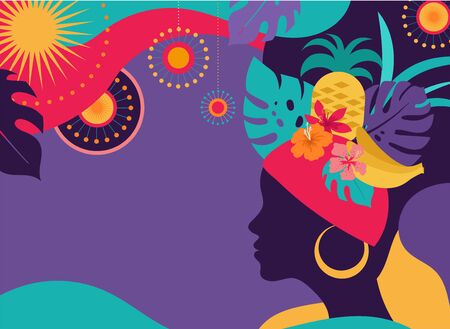 Brazilian Carnival, music festival, masquerade flyer and poster templateのイラスト素材