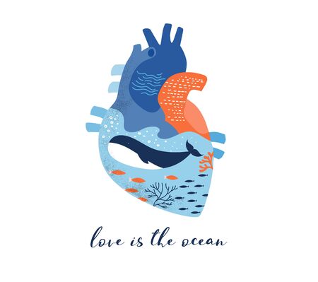Anatomical heart modern print design, art work, vector design and illustrationのイラスト素材