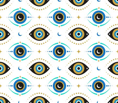 Evil eyes seamless pattern. Contemporary modern, trendy vector illustrations, home decor ideaのイラスト素材
