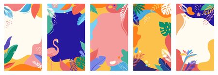 Collection of abstract background designs, summer sale, social media promotional content. Vector illustration templatesのイラスト素材