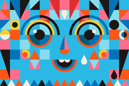 Geometric abstract background, street wall art concept, festival, street fair, carnival event poster, banner design. Vector design and illustrationのイラスト素材
