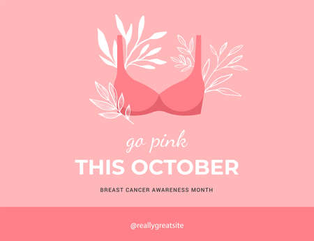 Breast Cancer Awareness month. Pink, minimalistic poster design with bra and flowers. October is Cancer Awareness Monthのイラスト素材