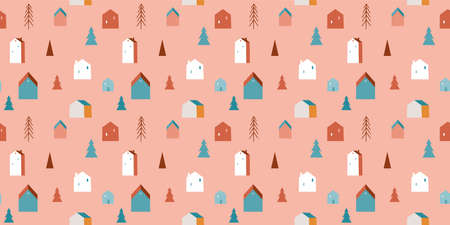 Winter, Christmas seamless pattern design, Boho, Bohemian modern styleのイラスト素材