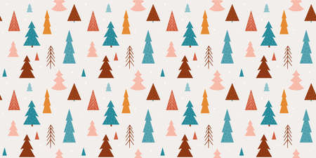 Winter, Christmas seamless pattern design, Boho, Bohemian modern styleのイラスト素材