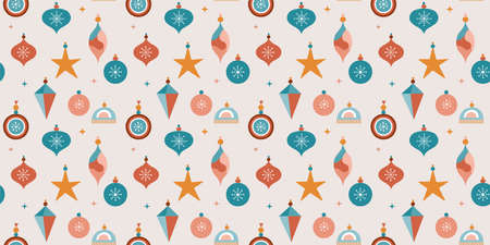 Winter, Christmas seamless pattern design, Boho, Bohemian modern styleのイラスト素材