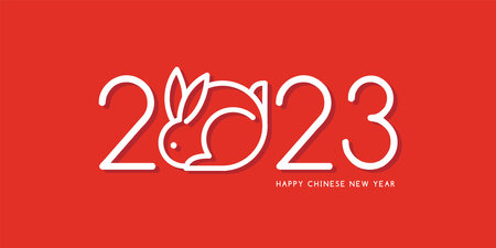 Chinese new year 2023 year of the rabbit - Chinese zodiac symbol, Lunar new year concept, modern...