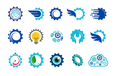 Abstract Cogwheel and Gear Icons and Logo Collectionのイラスト素材