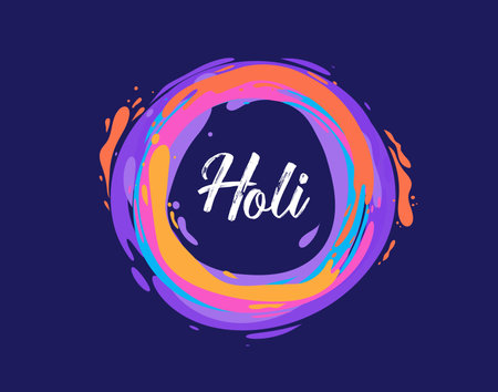 Happy Holi Festival. Colorful Lettering Made with Splashesのイラスト素材