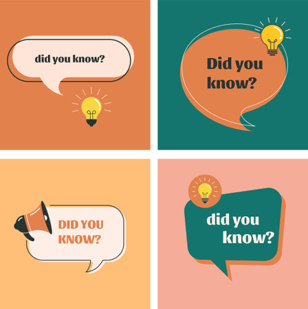 Did you know, fun facts template with speech bubbles, lightbulb and megaphoneのイラスト素材