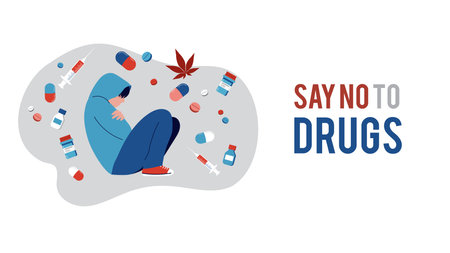 No drugs, concept design. International day against drug abuse illustration, bannerのイラスト素材