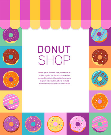 Colorful donut and candy shop concept template designのイラスト素材