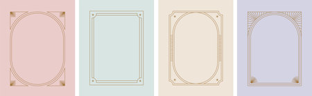 Art Deco frames minimalist collection. Elegant luxury borders and frames, vector templates designのイラスト素材