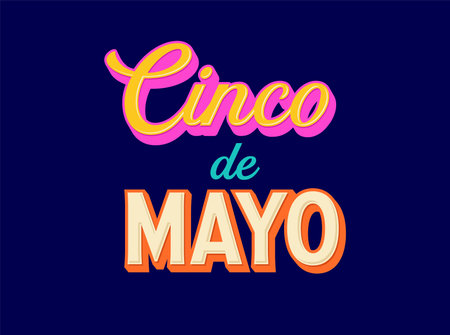 Cinco de Mayo colorful fun design. Mexican fiesta concept. Banner, poster in modern geometric style. Vector illustrationのイラスト素材