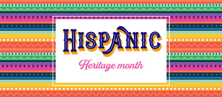 National hispanic heritage month celebration. Background, banner and card with flowers. Colorful concept design floral patternのイラスト素材