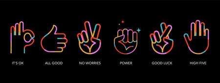 Set of hand gestures icons, vector illustration and concept designのイラスト素材