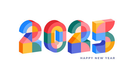 Happy New Year 2025. Geometrical modern style design, concept illustration, banner, poster and backgroundのイラスト素材
