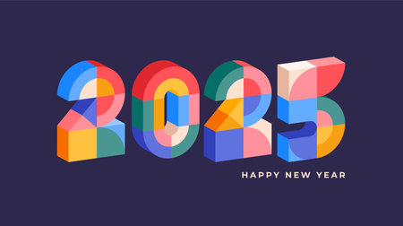 Happy New Year 2025. Geometrical modern style design, concept illustration, banner, poster and backgroundのイラスト素材