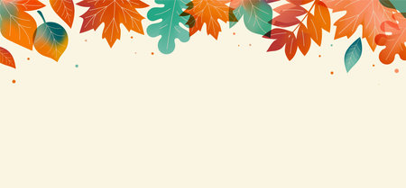 Autumn, Fall background, Autumn leaves pattern, landscape, sale temple. Vector illustration, banners, cardsのイラスト素材