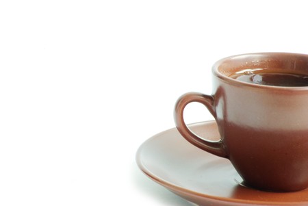 Cup of coffee isolated on white backgroundの写真素材